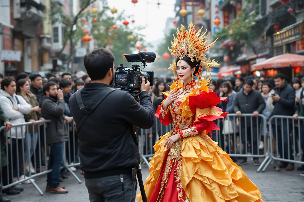 现场直击：某剧组外景拍摄引围观，女主造型惊艳路人狂拍照 - 51爆料王